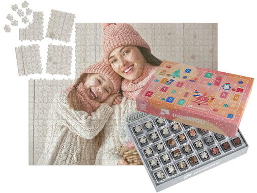 Puzzle-Adventskalender mit eigenen Fotos gestalten - Fotopuzzle 1000 Teile inkl. Schachtel
