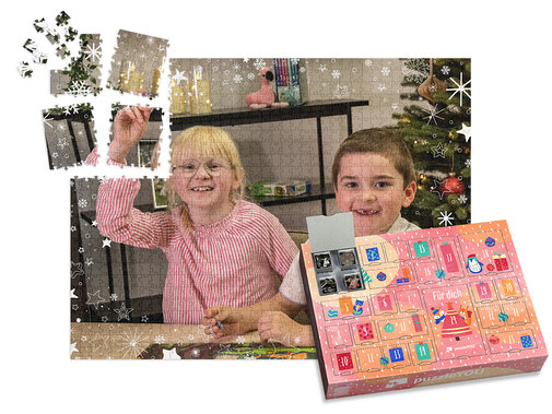 Puzzle-Adventskalender mit eigenen Fotos gestalten - Fotopuzzle 1000 Teile inkl. Schachtel
