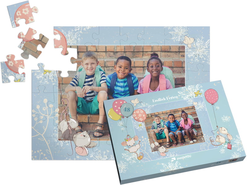 Gelegtes Fotopuzzle 48 Teile mit Puzzle-Schachtel