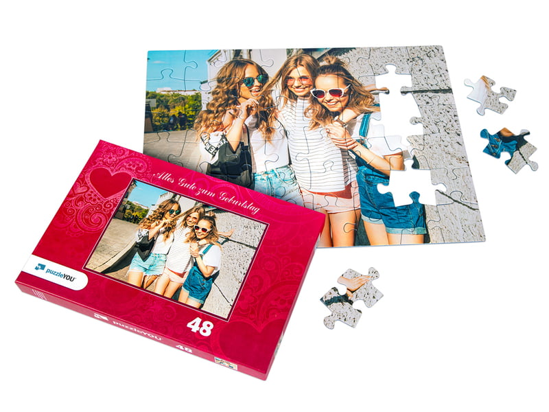 Gelegtes Fotopuzzle 48 Teile mit Puzzle-Schachtel